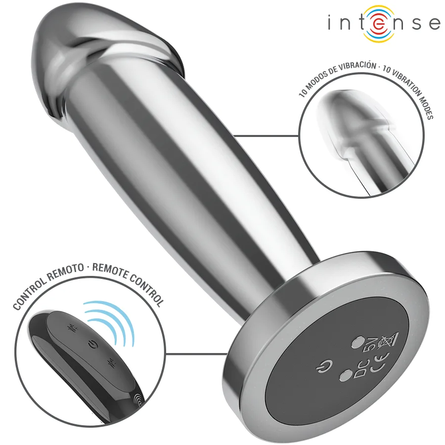 INTENSE - ANAL PLUG 10 VIBRATIONS METAL DILDO WITH REMOTE CONTROL S