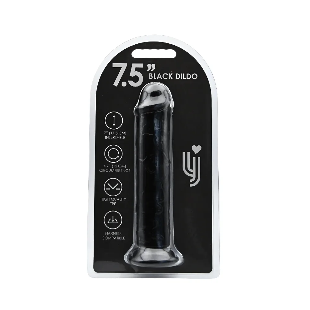 Loving Joy Dildo com Ventosa 7.5 Polegadas Preto