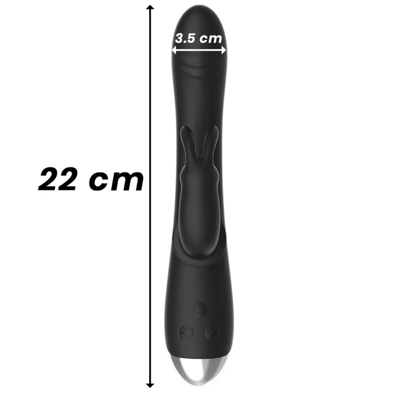 BLACK&SILVER - DJ. ADAM RECHARGEABLE SILICONE RABBIT STIMULATOR BLACK