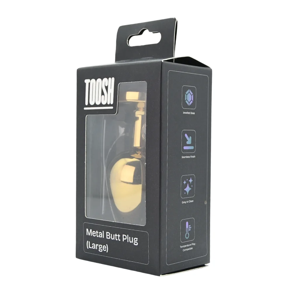 Toosh Plug Anal de Metal Dourado Grande Pedra Transparente