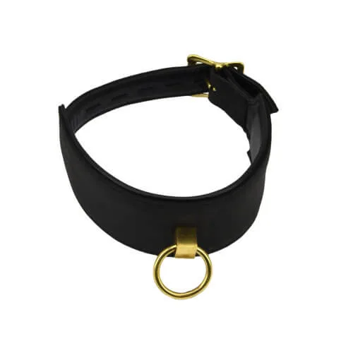 Bound Noir Coleira em Pele Nubuck com Argola O