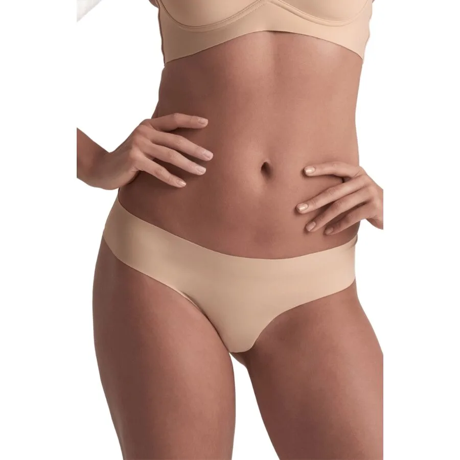BYE-BRA - INVISIBLE THONG 2 PACK BEIGE & BLACK SIZE