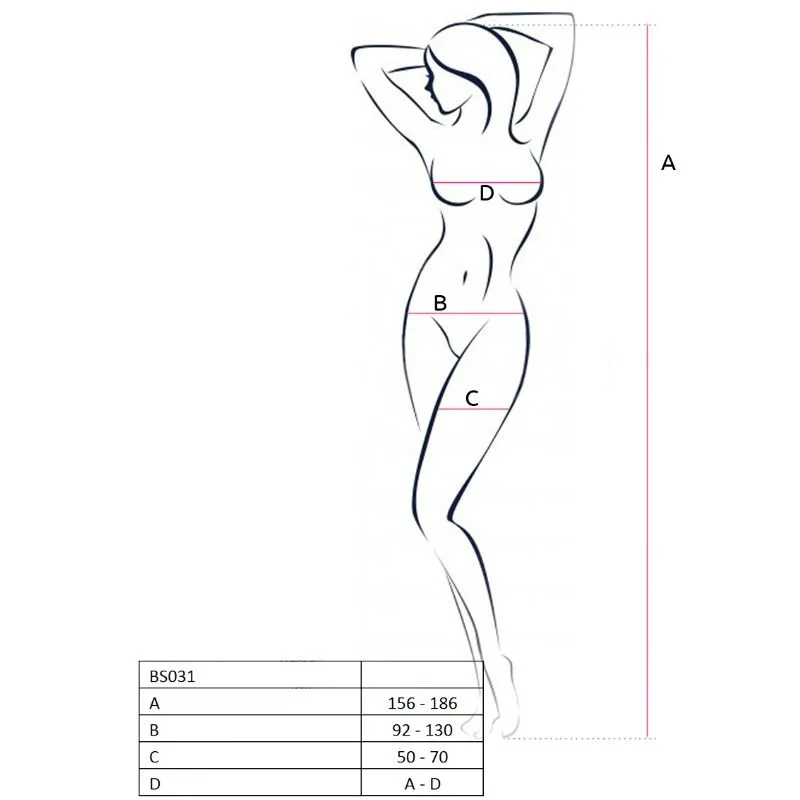 PASSION - WOMAN BS031 BODYSTOCKING PRETO TAMANHO ÚNICO