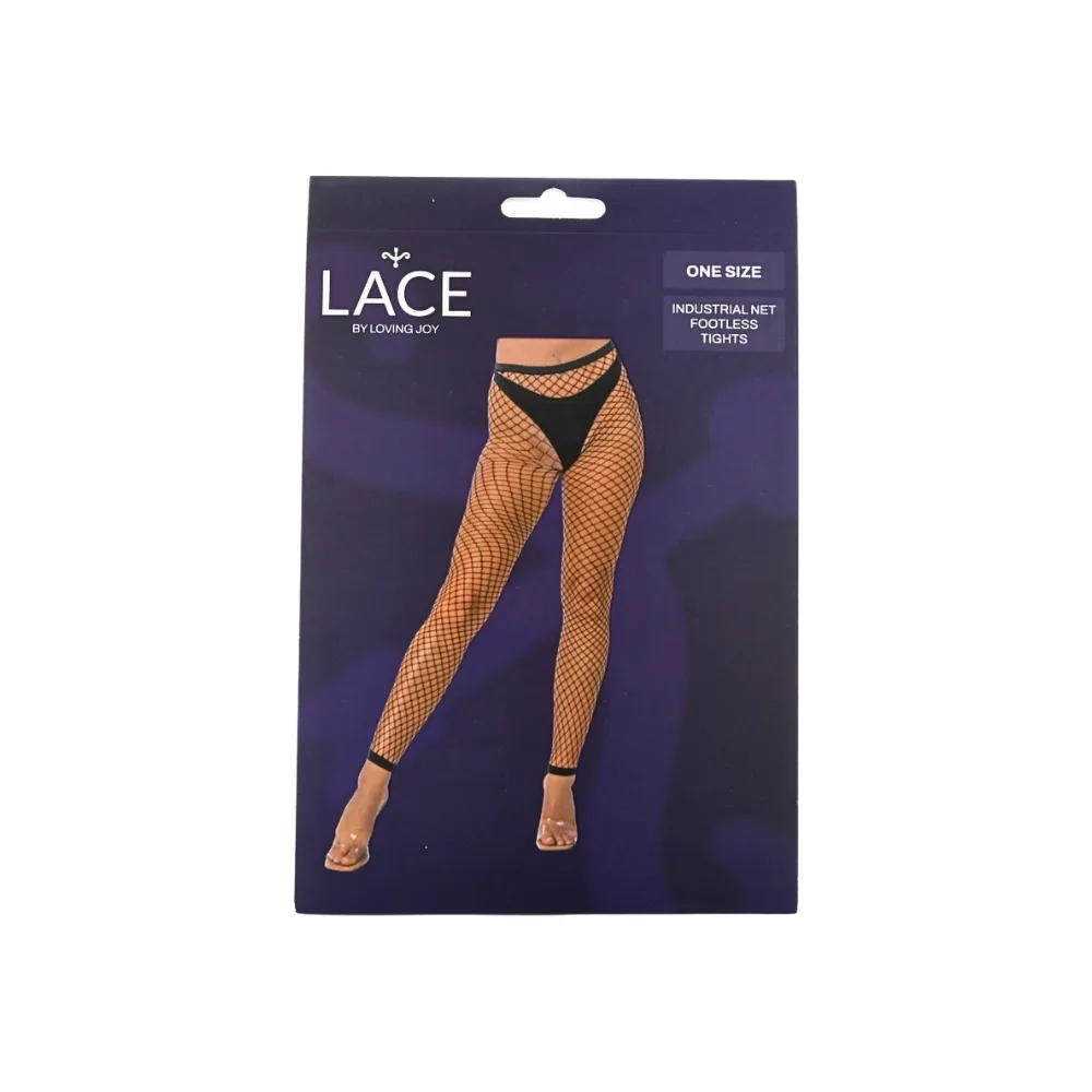 Lace by LJ Collants de Rede Industrial Sem Pés Tamanho Único Preto