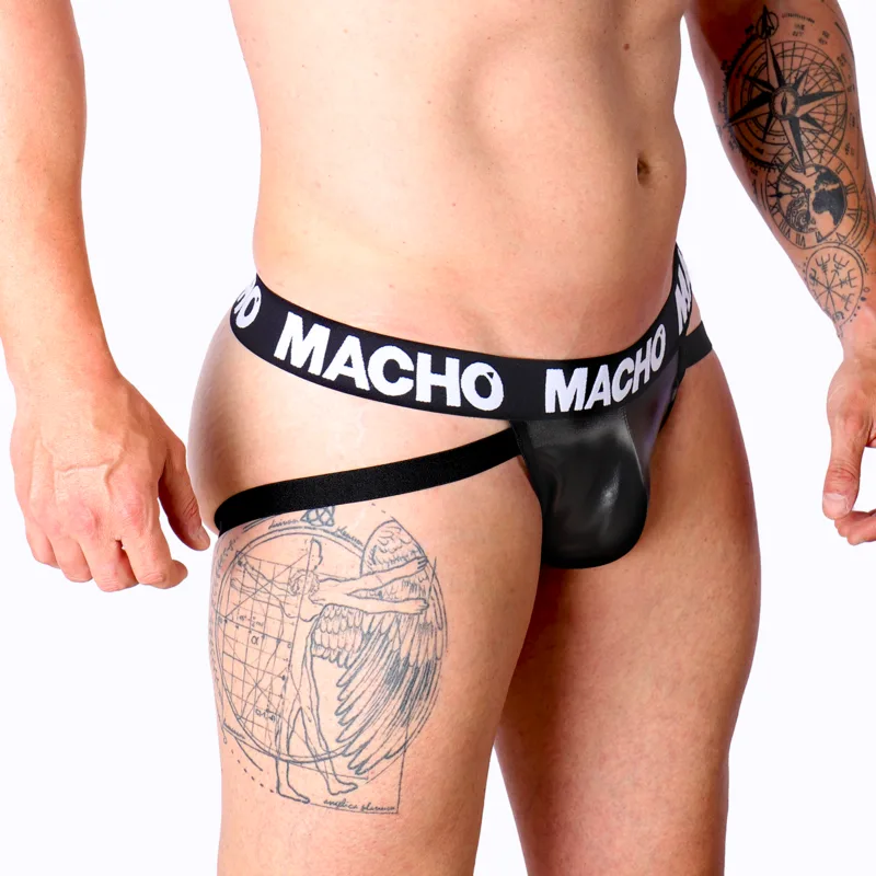 MACHO - MX25NC JOCK COURO PRETO