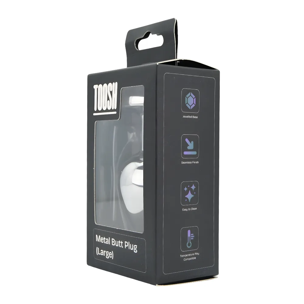 Toosh Plug Anal de Metal Prateado Grande Pedra Transparente