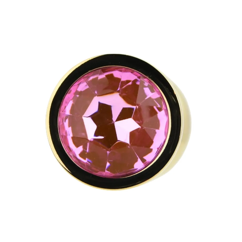Toosh Plug Anal de Metal Dourado Médio Pedra Rosa