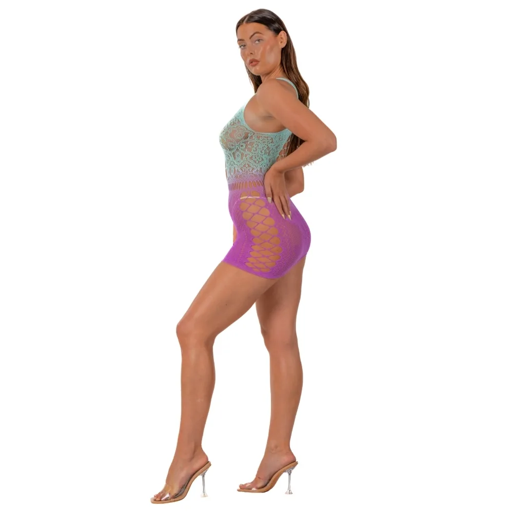Lace by LJ Vestido Curto Ombré com Atilhos Falsos