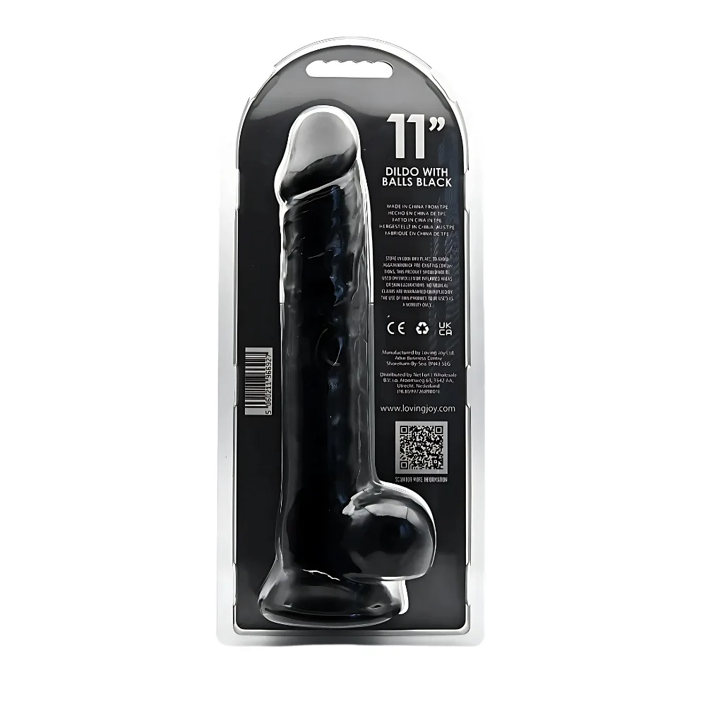 Loving Joy Dildo 11 Polegadas com Testículos Preto