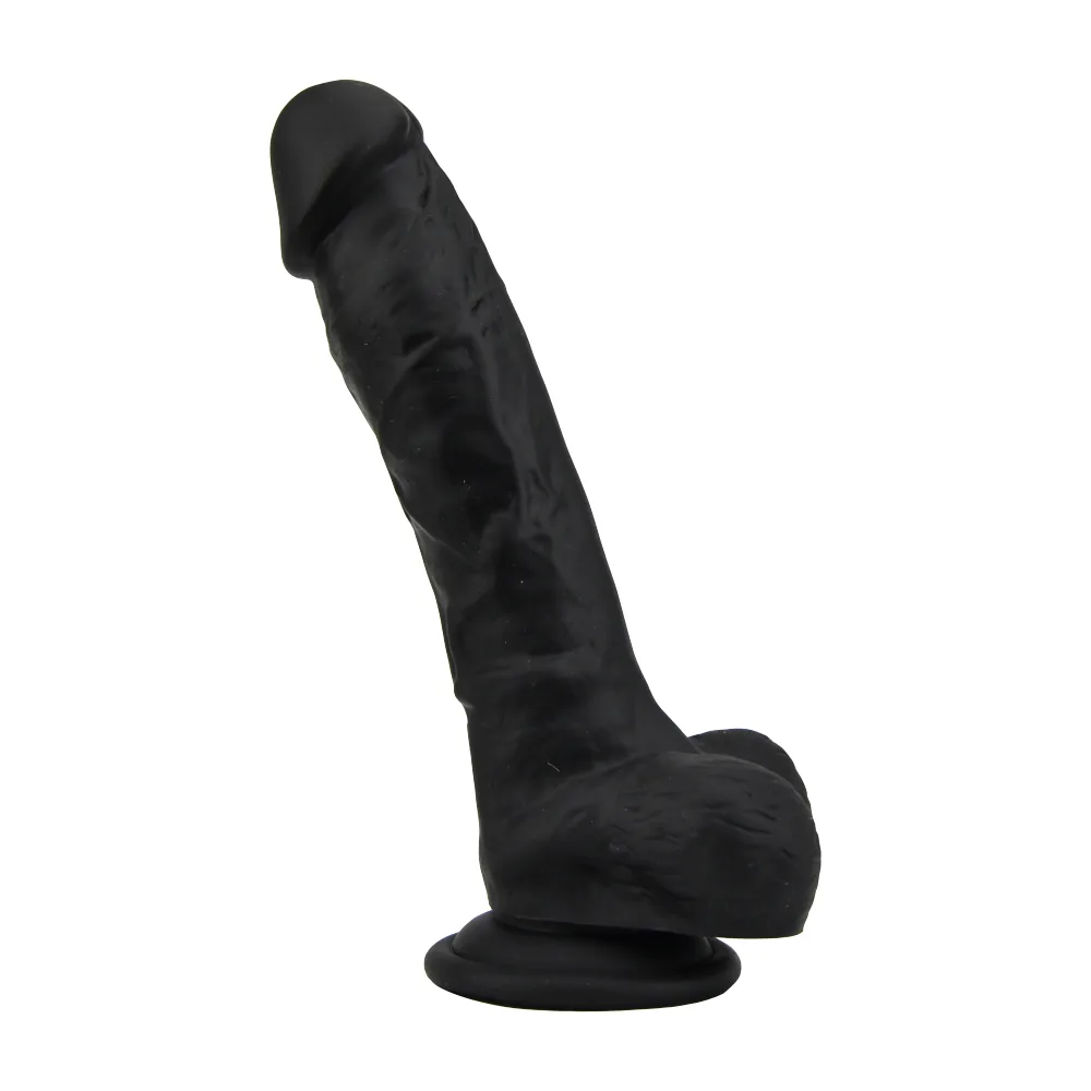 Loving Joy Dildo Realista de Silicone 8 Polegadas com Ventosa e Testículos Preto