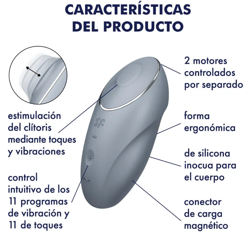 SATISFYER - TAP & CLIMAX 1 LAY-ON VIBRATOR GREY