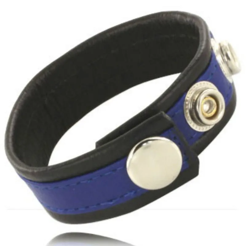 Pele Body - Cinta de Couro Ajustvel para Pénis Azul-Preto