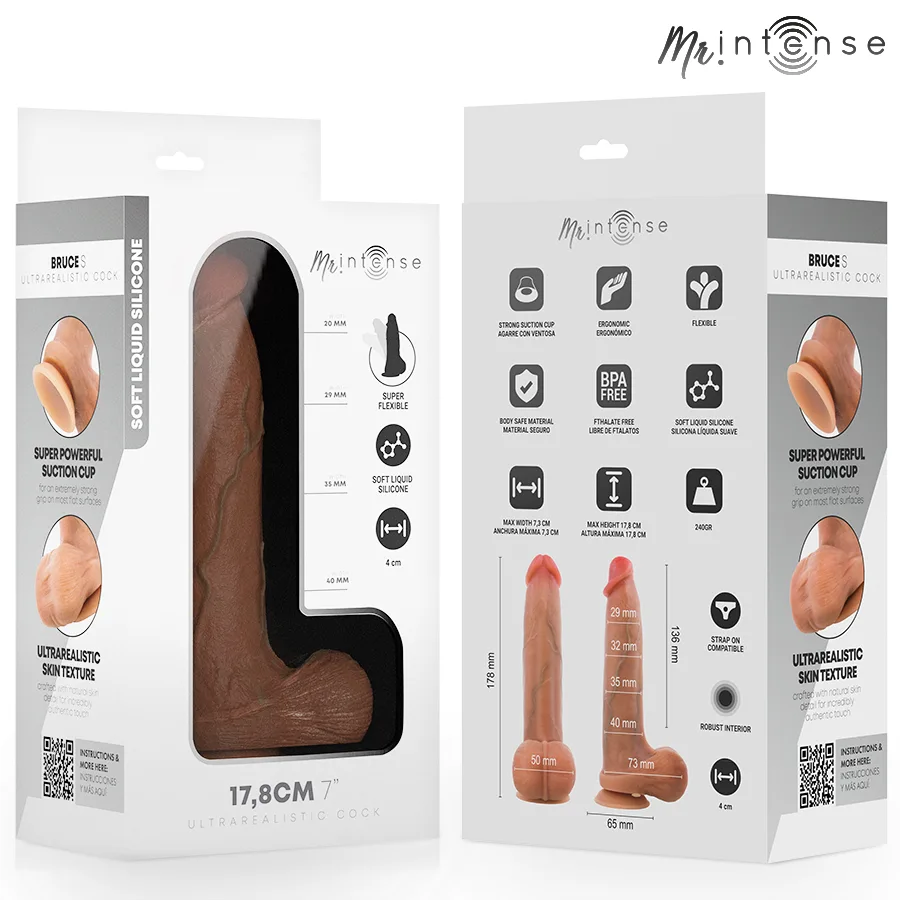 Mr Intense - Bruce S Silicone Dildo with Testicles 17.8 cm -Ø- 4 cm