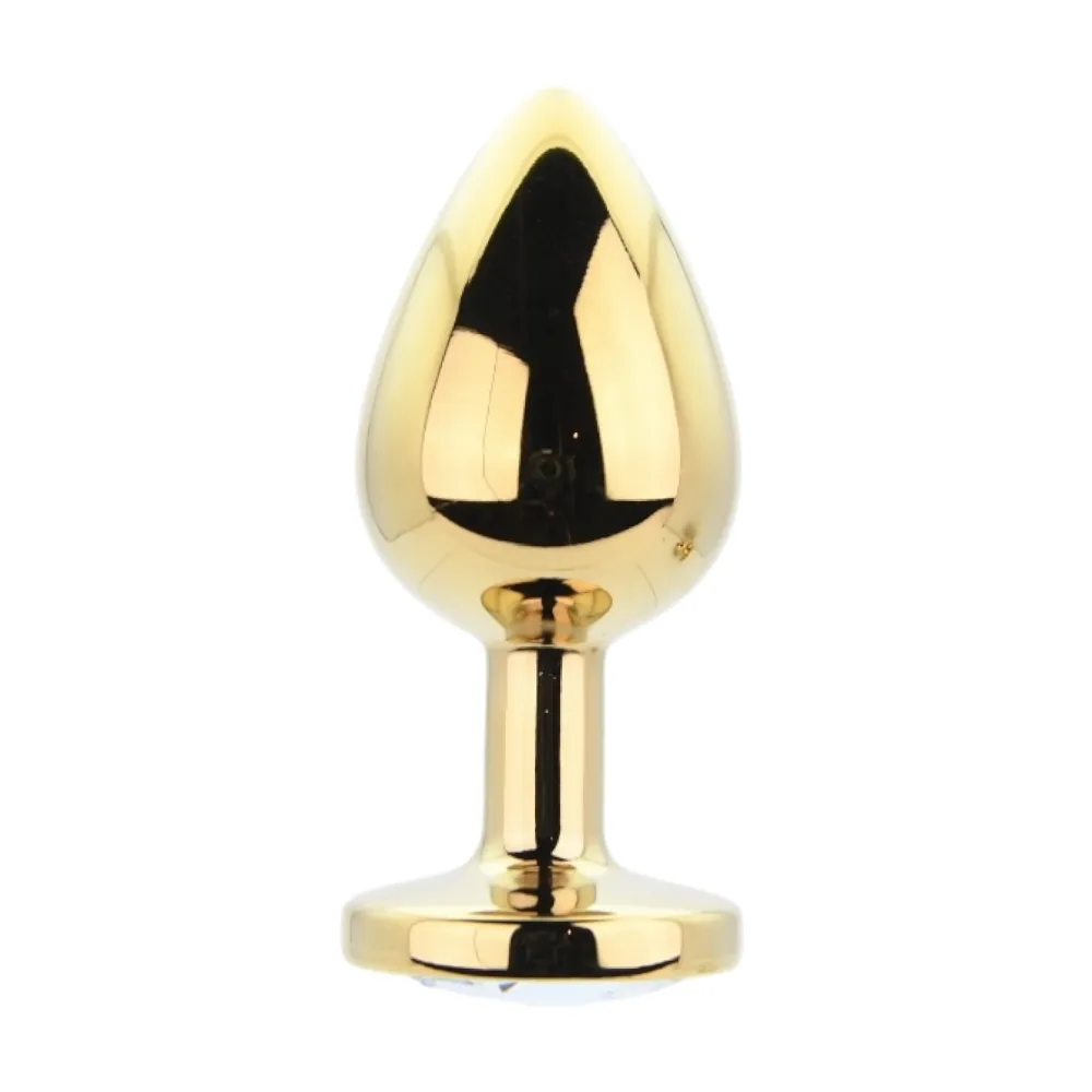 Toosh Plug Anal de Metal Dourado Conjunto de 3 Pedra Transparente