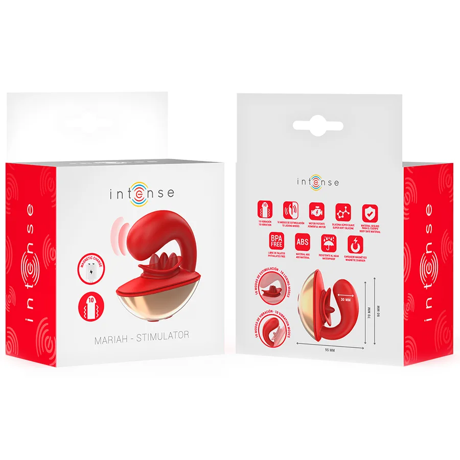 INTENSE - MARIAH VIBRATOR & STIMULATOR IN U SHAPE 10 VIBRATIONS RED