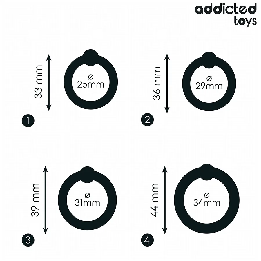 ADDICTED TOYS - CONJUNTO DE ANÉIS DE SILICONE DE PRESSÃO