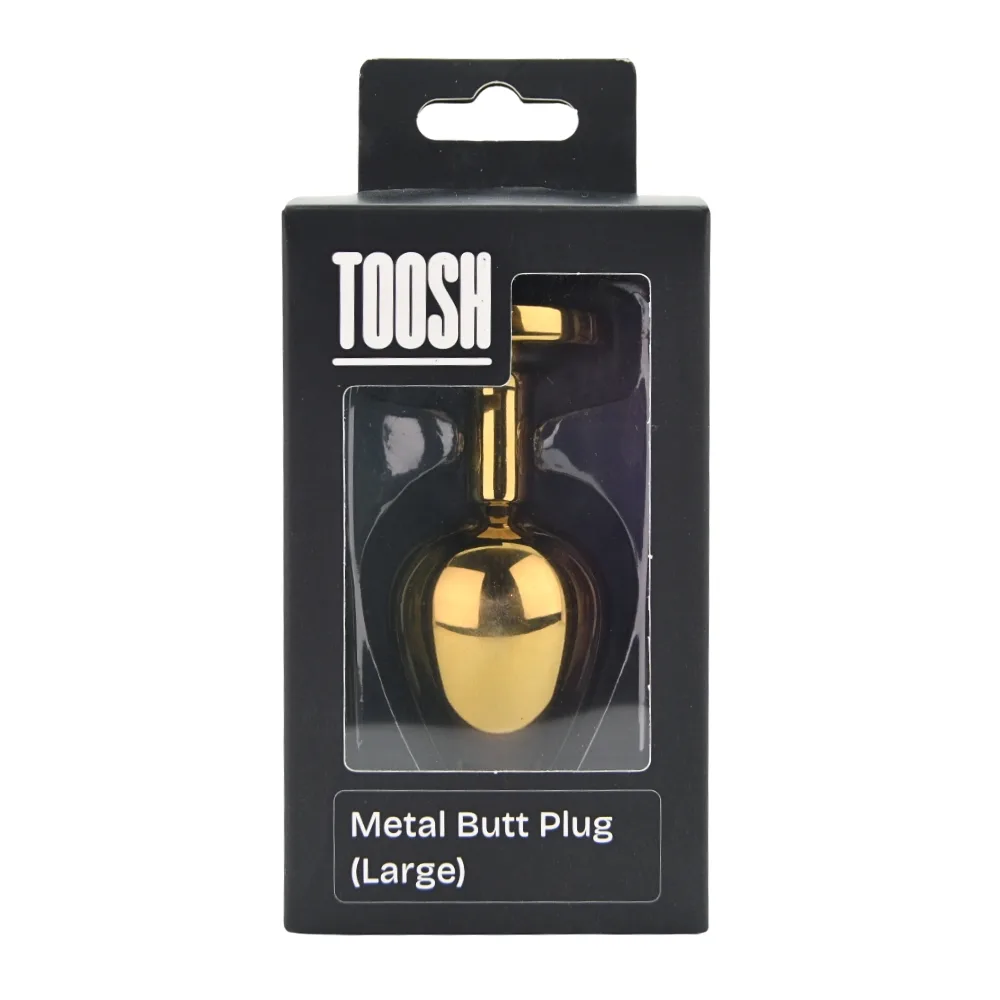 Toosh Plug Anal de Metal Dourado Grande Pedra Transparente