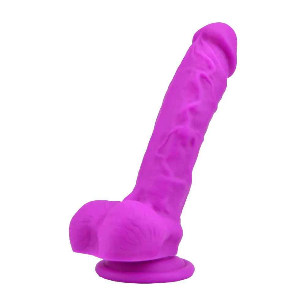 Loving Joy Dildo Realista de Silicone 8 Polegadas com Ventosa e Testículos Roxo