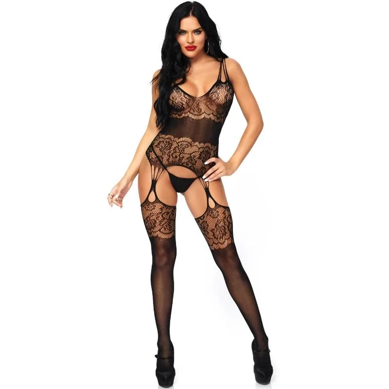 Leg Avenue - Strappy Rose Bodystocking Tamanho Único