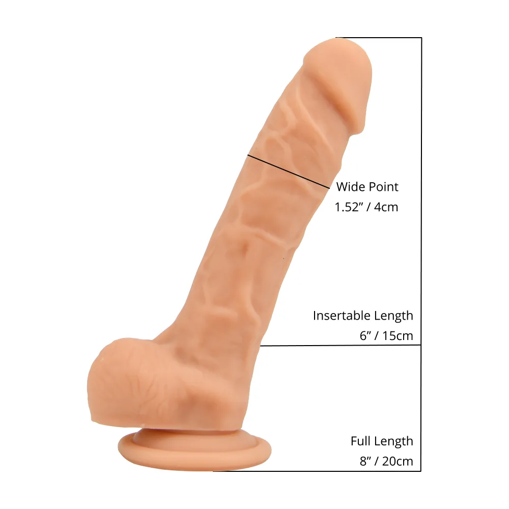 Loving Joy Dildo Realista de Silicone 8 Polegadas com Ventosa e Testículos Baunilha