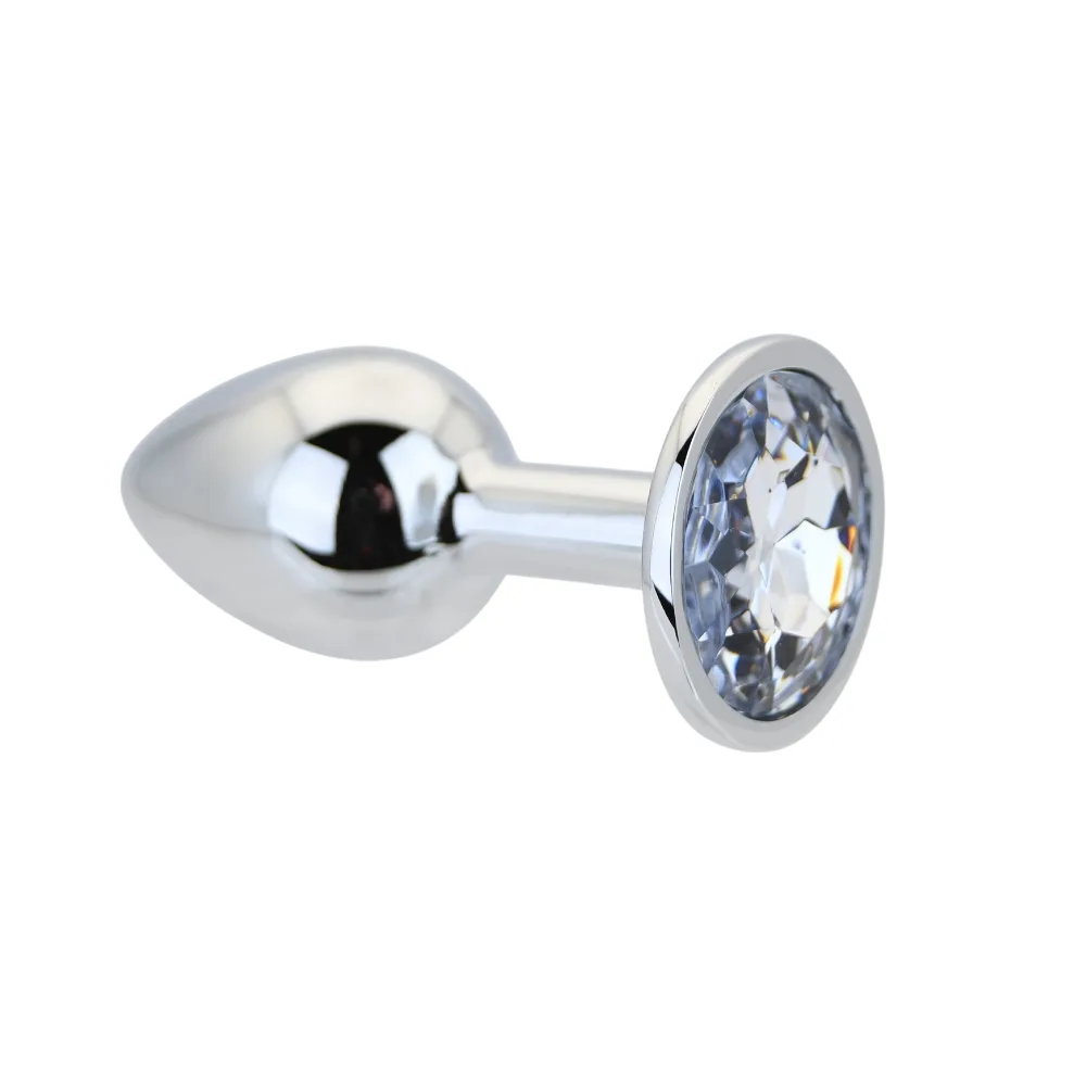 Toosh Plug Anal de Metal Prateado Pequeno Pedra Transparente