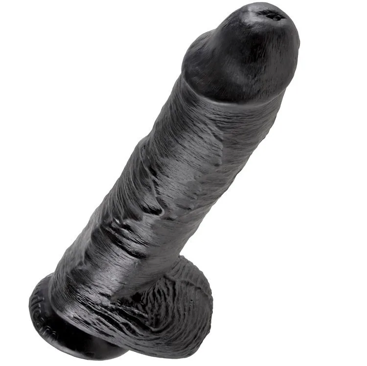 KING COCK - DILDO BLACK WITH BALLS 25.4 CM