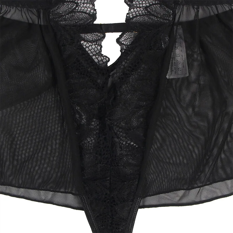 Subblime - Teddy Halter Neck Bare Back Lace Black