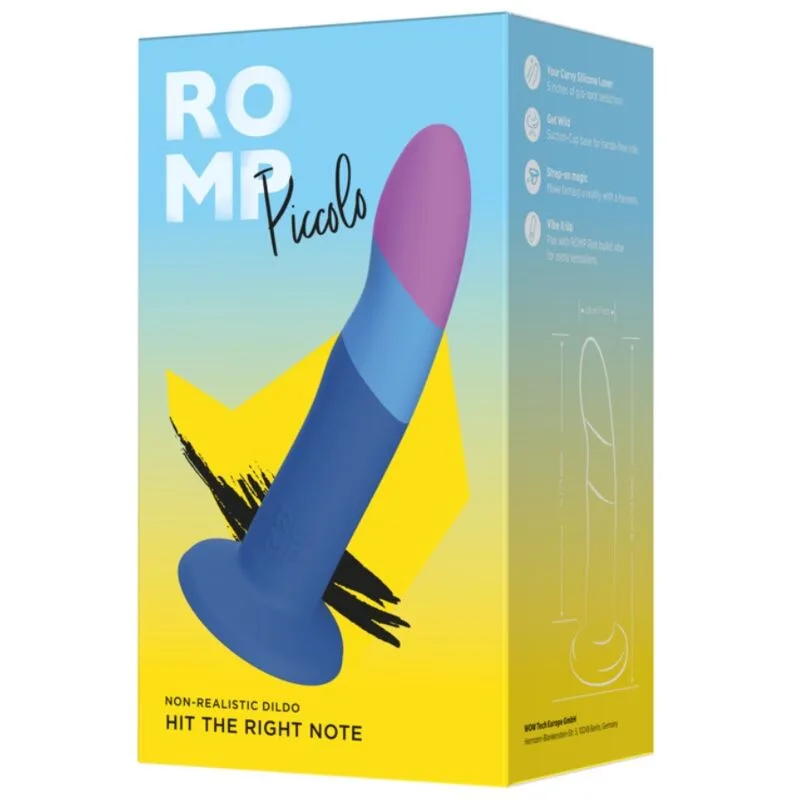 ROMP - PICCOLO DILDO DE SILICONE COM VENTOSA TRICOLORIDA 14 CM