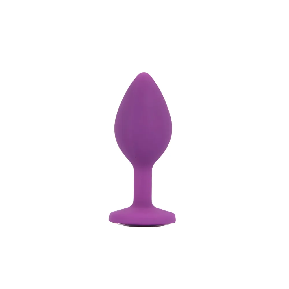 Toosh Plug Anal de Silicone Roxo Conjunto de 3 Pedra Transparente