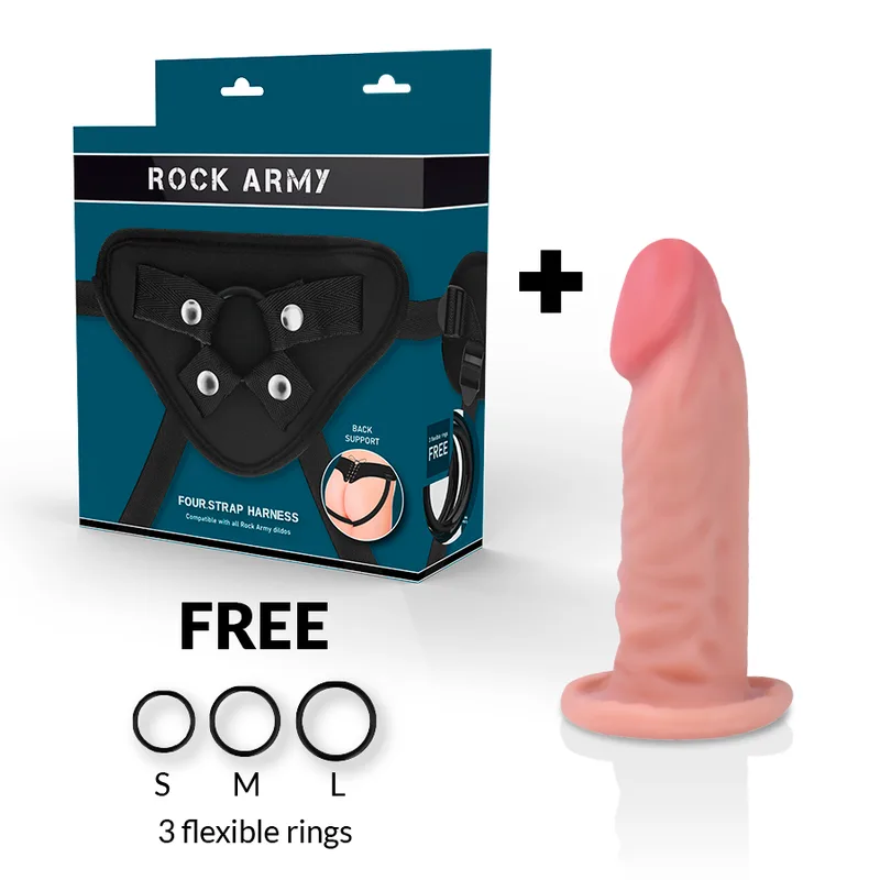 ROCKARMY - ARNÊS + DILDO REALÍSTICO TIGRE DE DUAL DENSIDADE 14 CM -O- 4.46 CM