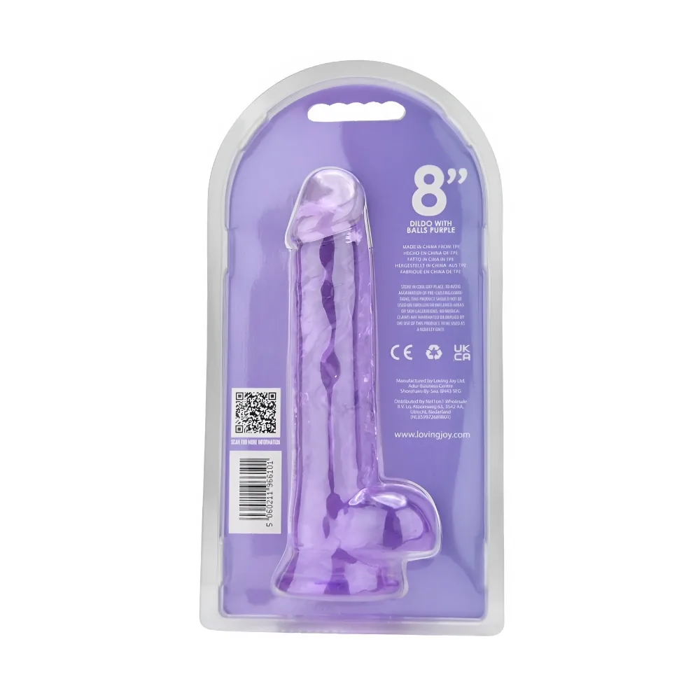 Loving Joy Dildo 8 Polegadas com Testículos Roxo