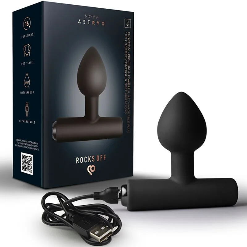 ROCKS-OFF - NOVA ASTRYX RECHARGEABLE PREMIUM & POWERFUL ANAL PLUG 16 FUNCTION BLACK