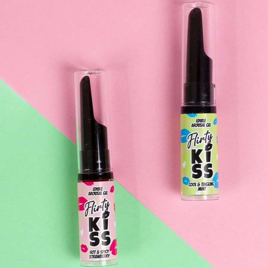 SECRETPLAY - GÉIS PARA BEIJOS FLERTANTES COM EFEITOS DE SEXO ORAL MORANGO E HORTELÃ 2 x 8 GR