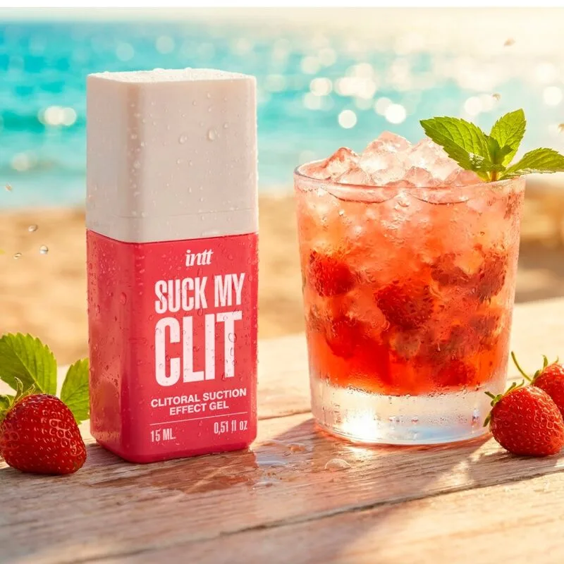 INTT - SUCK MY CLIT GEL COM EFEITO DE SUCÇÃO MORANGO SILVESTRE 15 ML