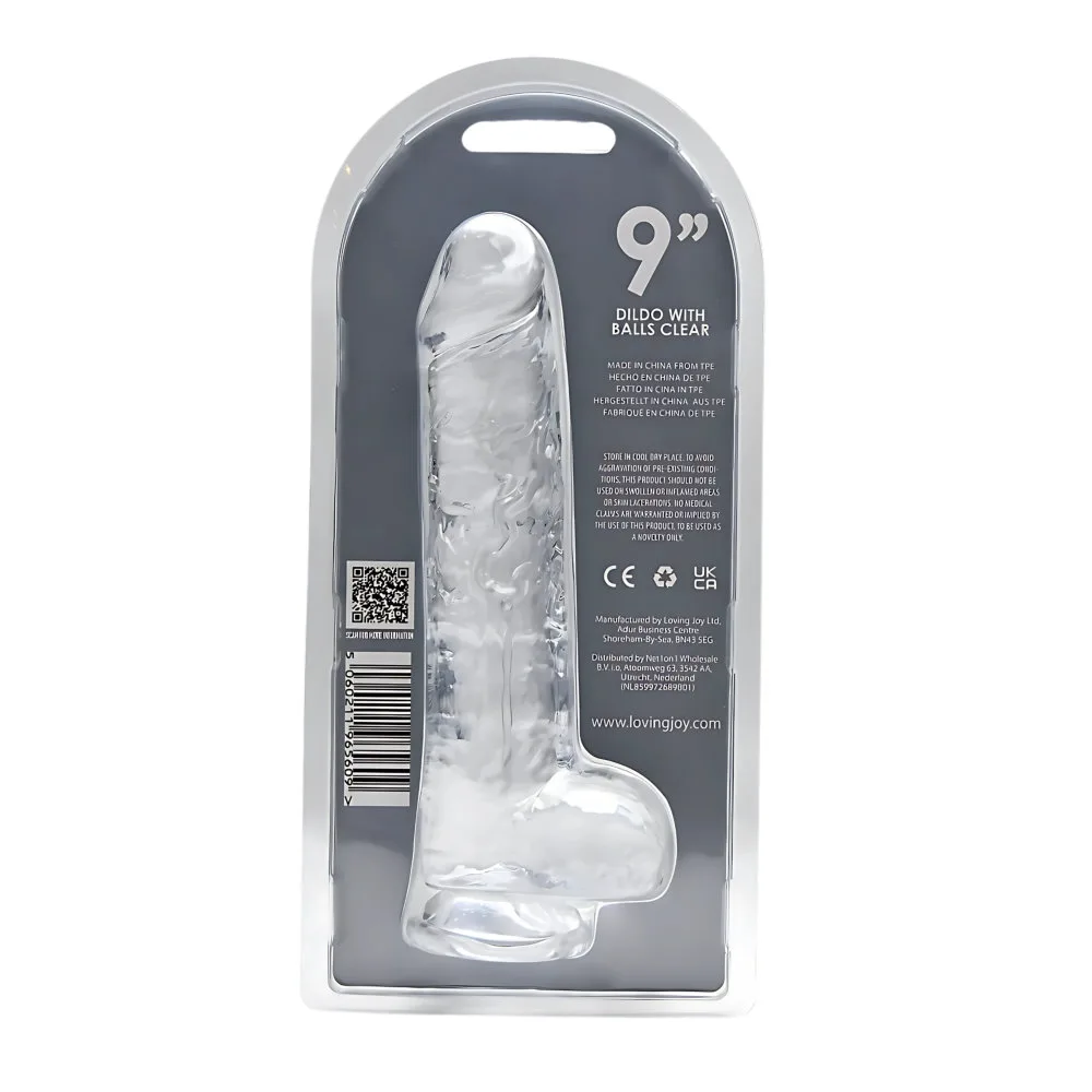 Loving Joy Dildo 9 Polegadas com Testículos Transparente