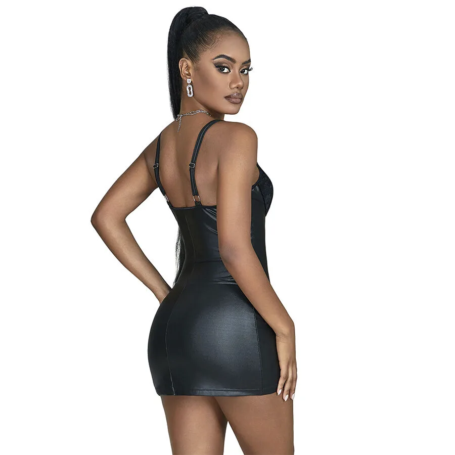 SUBBLIME - 957568 VESTIDO DE COURO COM ZÍPER PRETO