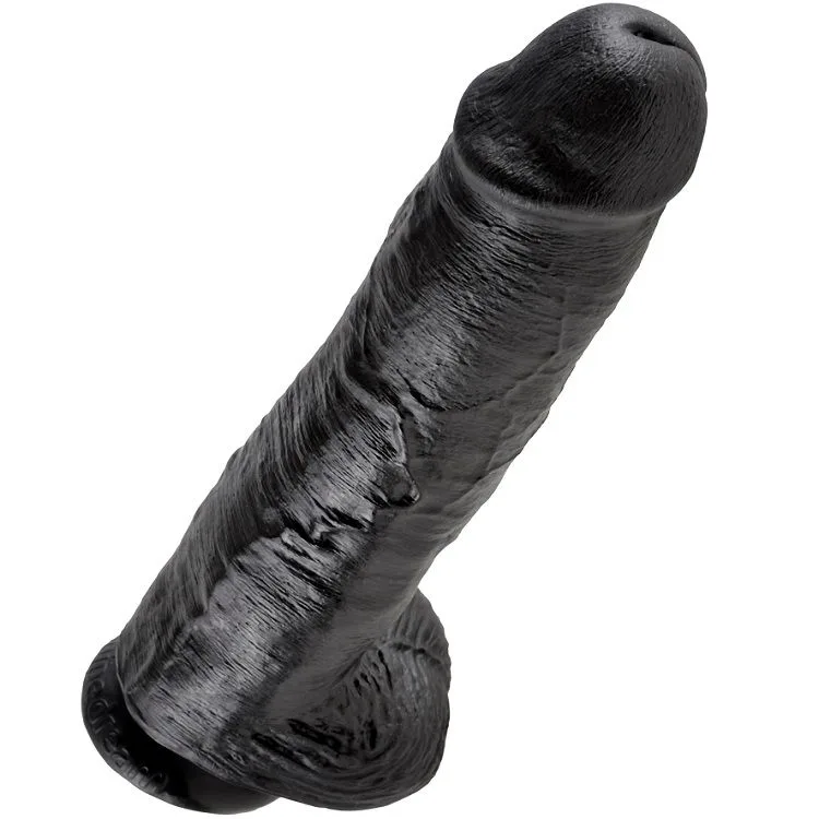 KING COCK - DILDO BLACK WITH BALLS 28 CM