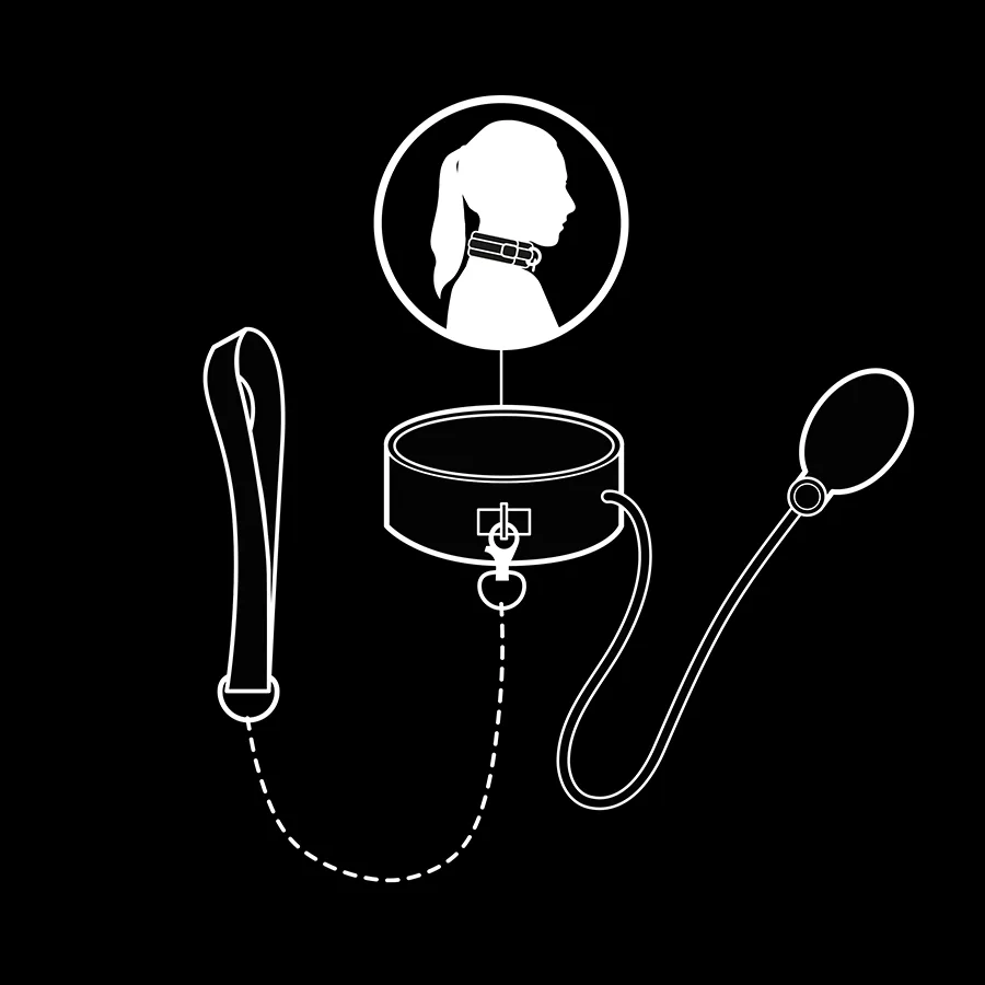 FETISH SUBMISSIVE BONDAGE - INFLATABLE STRANGLING COLLAR WITH CHAIN
