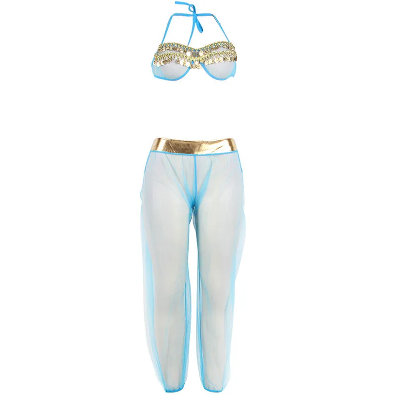 SUBBLIME - CONJUNTO DE LINGERIE AZUL ESTILO INDIA