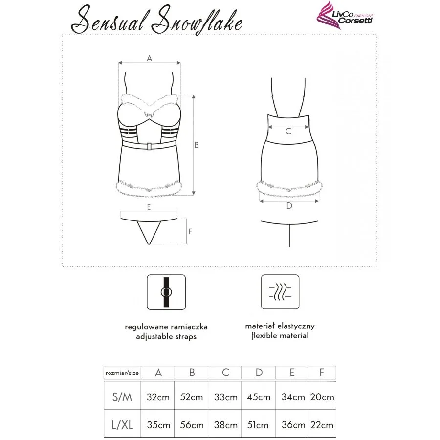 LIVCO CORSETTI FASHION - SENSUAL SNOWFLAKE LC 90603 CAMISOLA DE NATAL + CALCINHA FIO DENTAL + FAIXA DE CABELO
