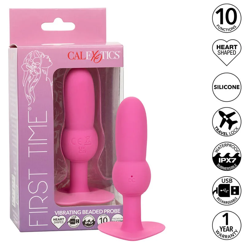 Calexotics - First Time Plug Anal Sonda de Contas 10 Vibrações Rosa