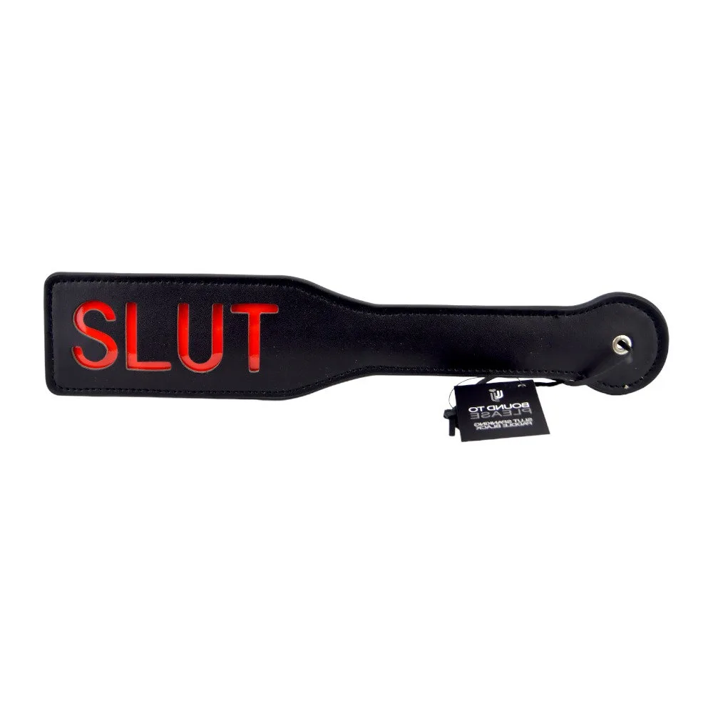 Bound to Please Palmatória SLUT para Spanking Preto