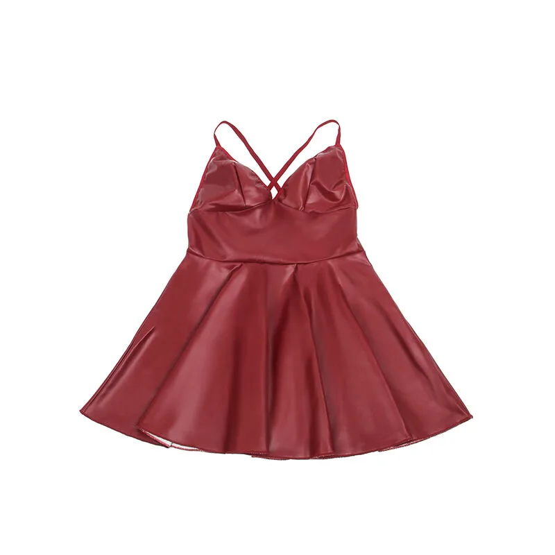 SUBBLIME - 955403 DRESS WITH BURGUNDY LEATHER STRAPS L/XL