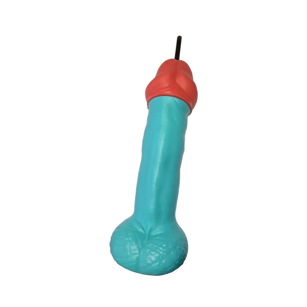Copo em Forma de Pénis com Palhinha Azul