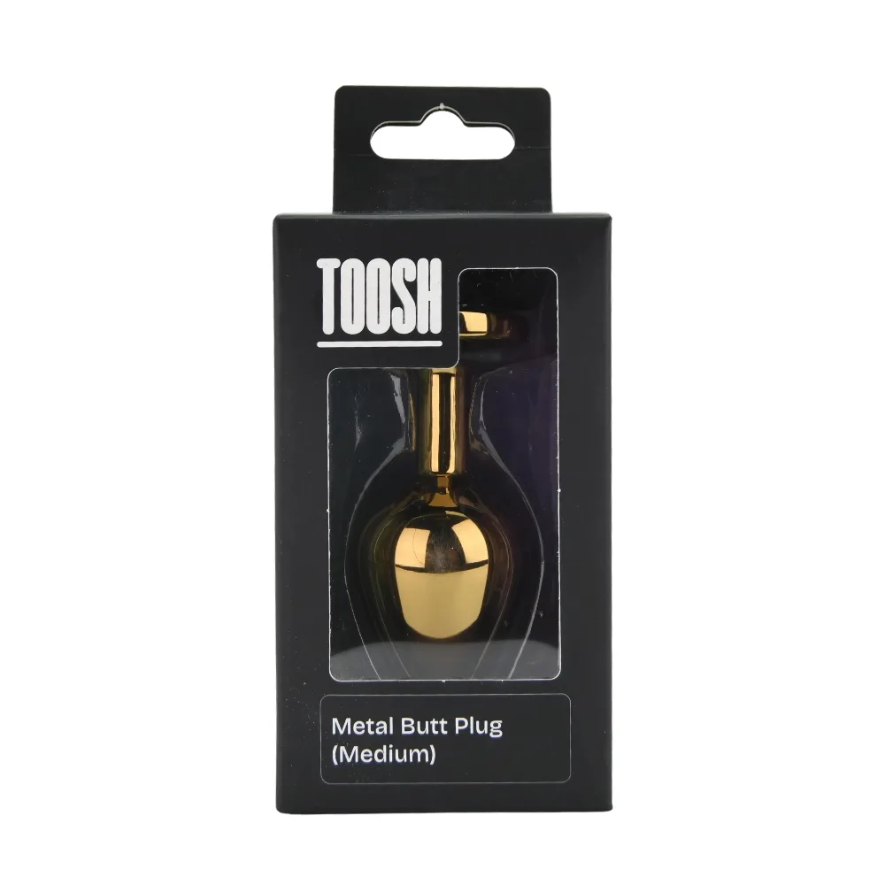 Toosh Plug Anal de Metal Dourado Médio Pedra Transparente