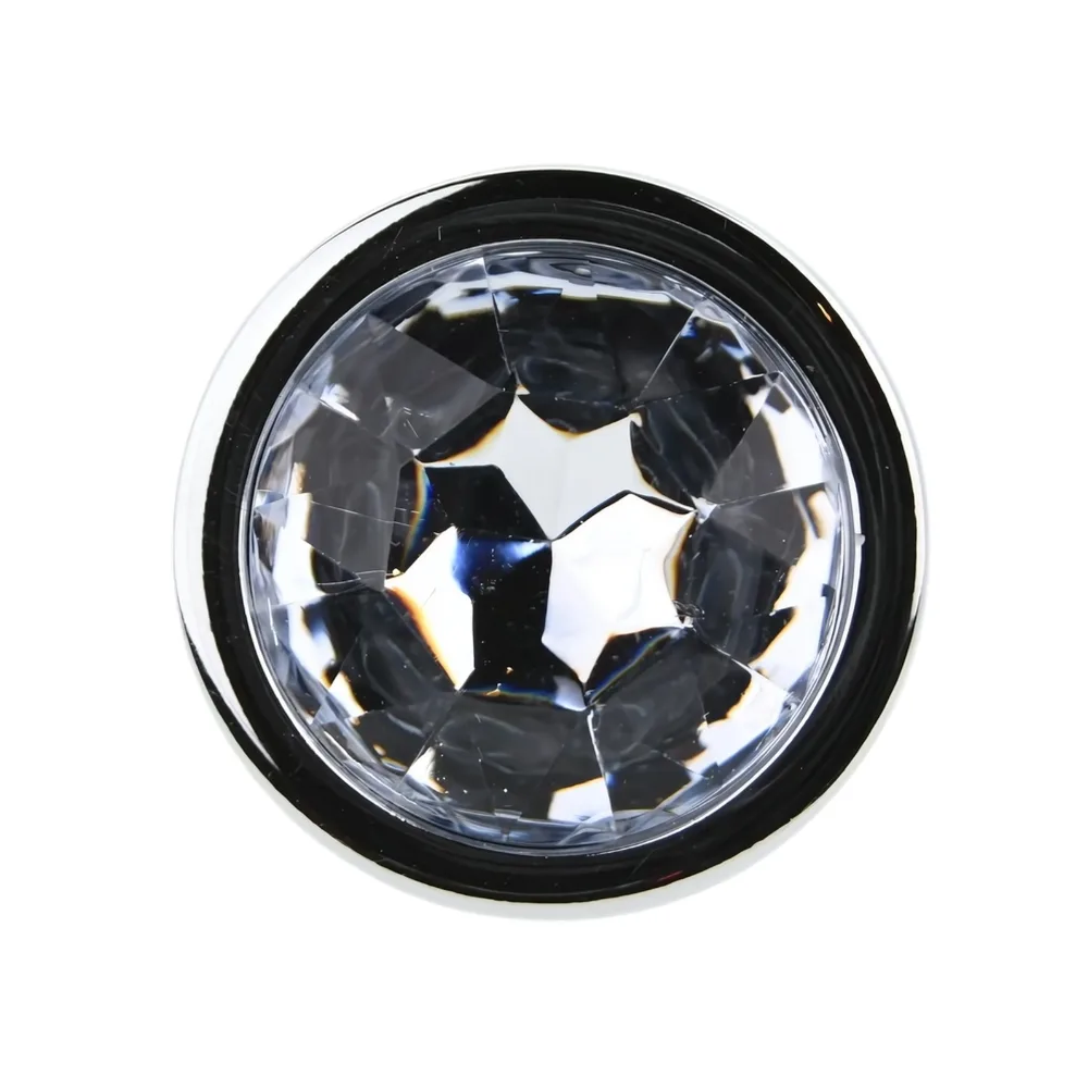 Toosh Plug Anal de Metal Prateado Grande Pedra Transparente
