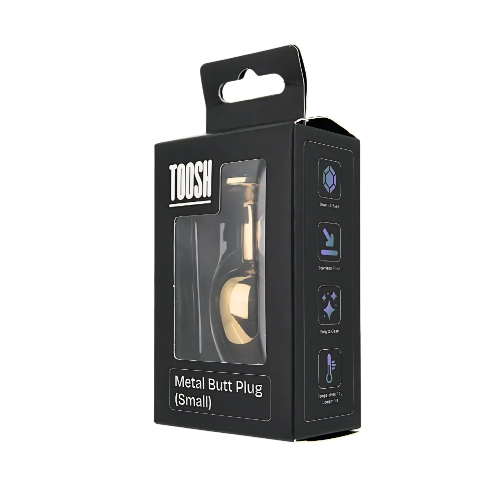 Toosh Plug em Forma de Coração Dourado com Pedra Vermelha Pequeno