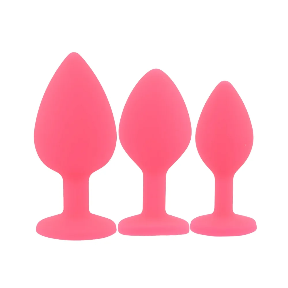 Toosh Plug Anal de Silicone Rosa Conjunto de 3 Pedra Transparente