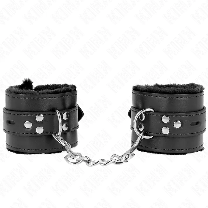 KINK - PULSO FORRO DE PELE COM FUROS QUADRADOS PRETO E CINTO PRETO AJUSTÁVEL 17-29 CM X 6 CM