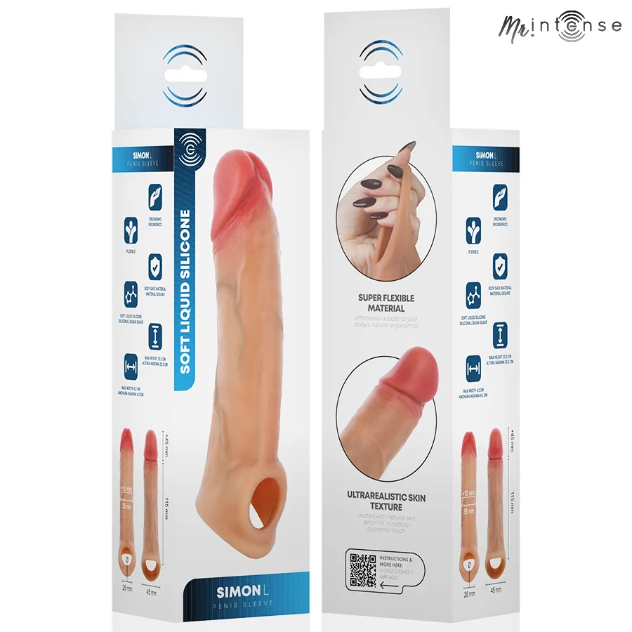 Mr Intense - Capa de Silicone para Pénis Simon L 16 cm -Ø- 4,5 cm